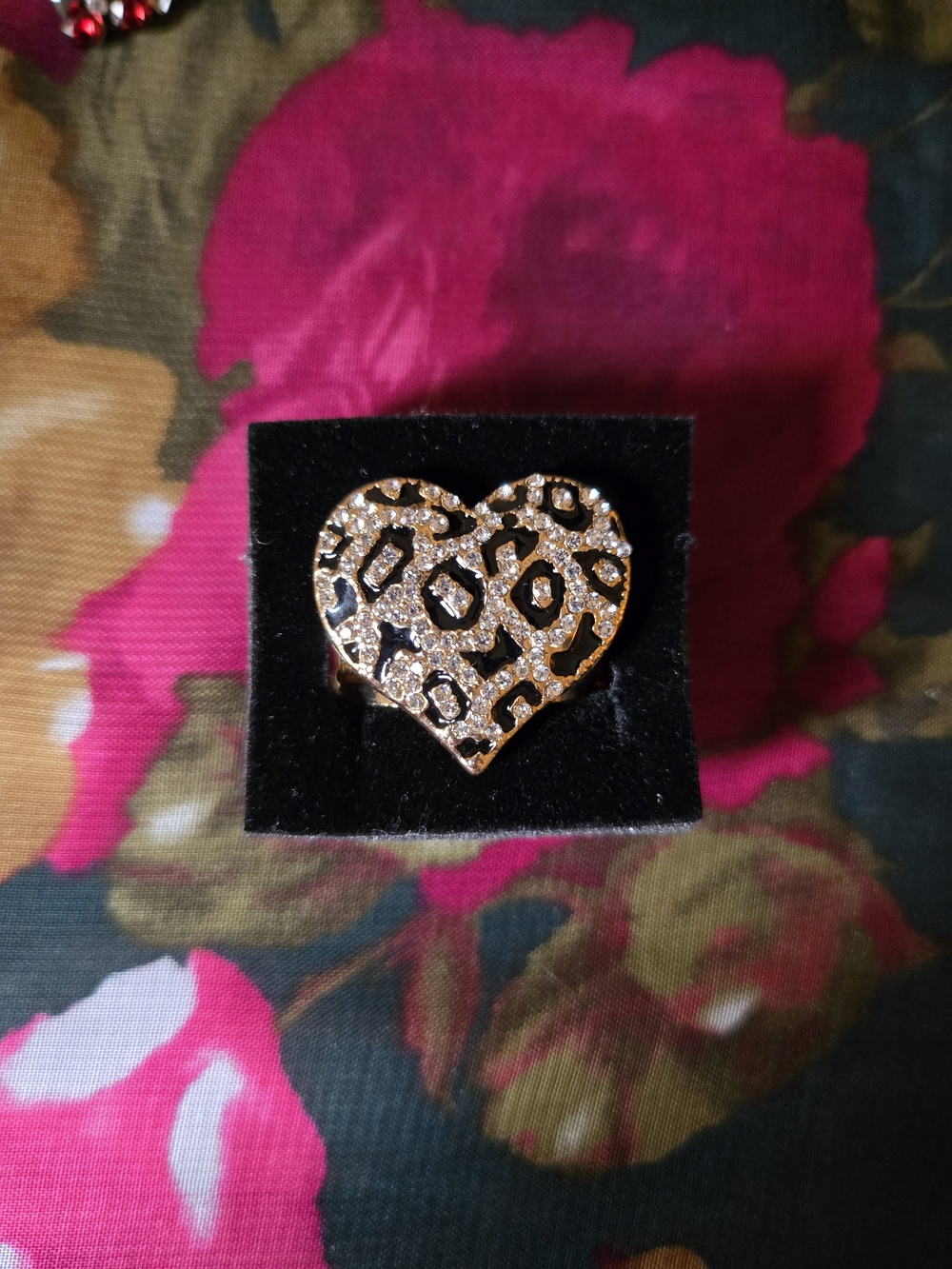 Gold Heart Leopard Crystal Ring - Women Jewelry